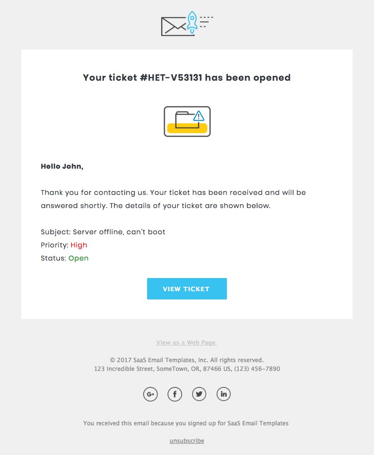ticket assignment email template